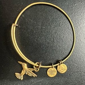 Alex and Ani Hummingbird gold tone bangle EUC
